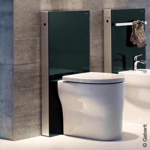 Geberit Monolith Sanitary Module For Floor Standing Toilet H 101 Cm Glass Black 131003sj5 Black Bathroom